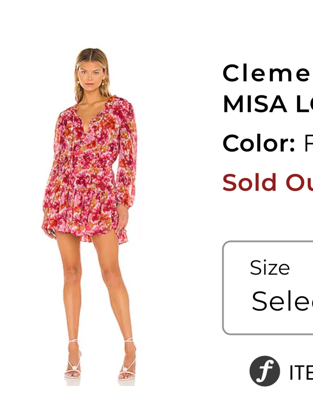 MISA Los Angeles Clementine Chiffon Dress. Size S.